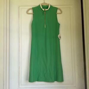 NEW With Tag Green Sleeveless Cotton Dress With Gold Zip Detsil By Spartina 449